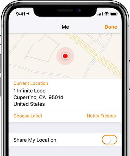find my iphone app share my location