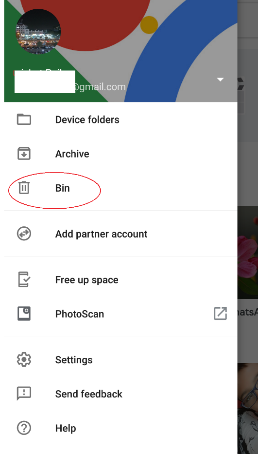 recover photos from google photo bin