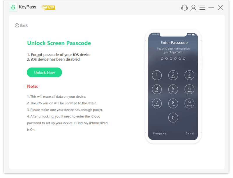 keypass unlock screen passcode