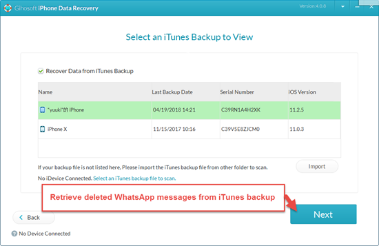 restore whatsapp from itunes