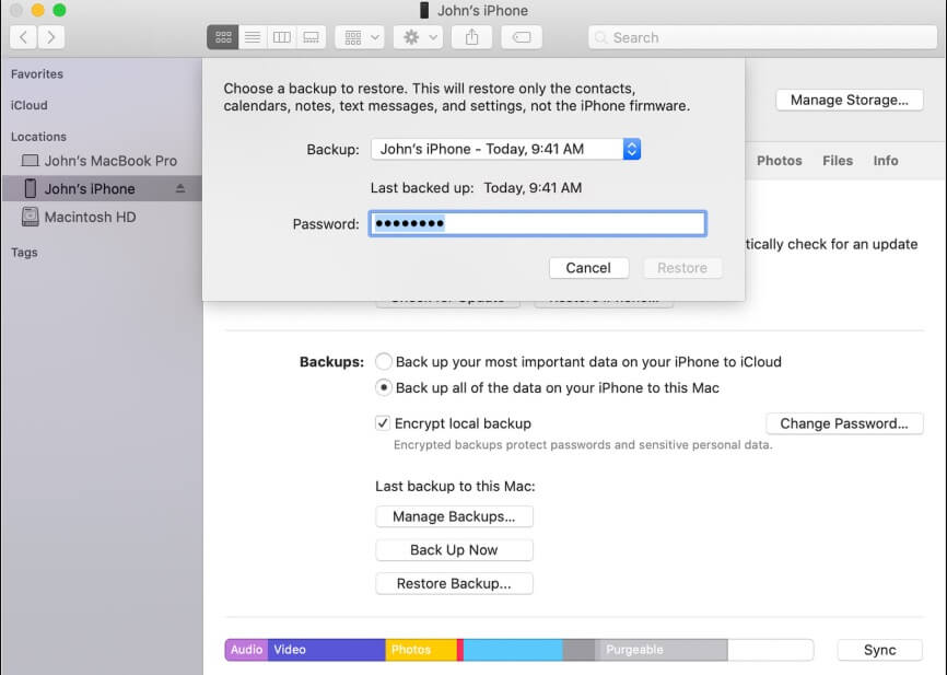 itunes restore backup