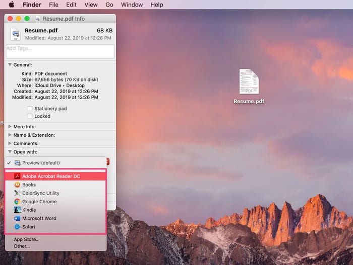 set default pdf viewer on mac