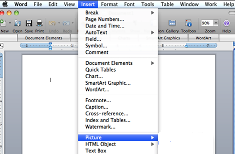 insert picture option in mac word