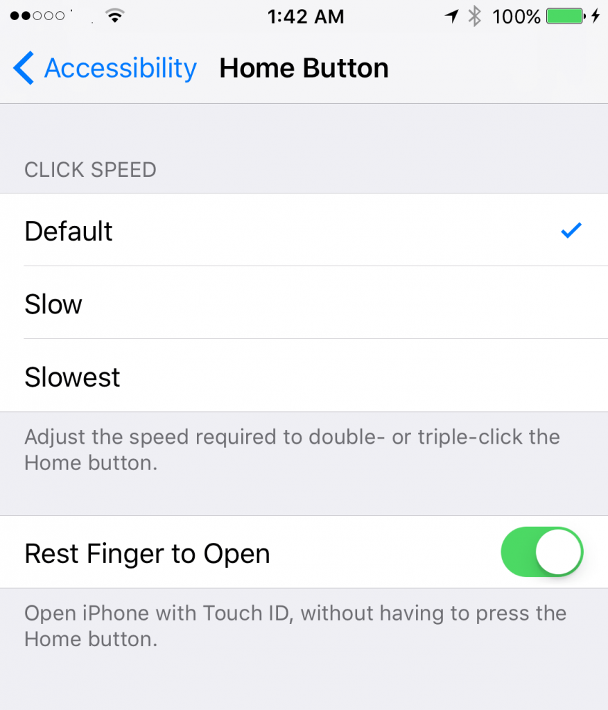 reset finger to open option