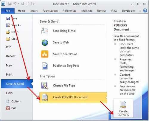 create pdf document in ms word