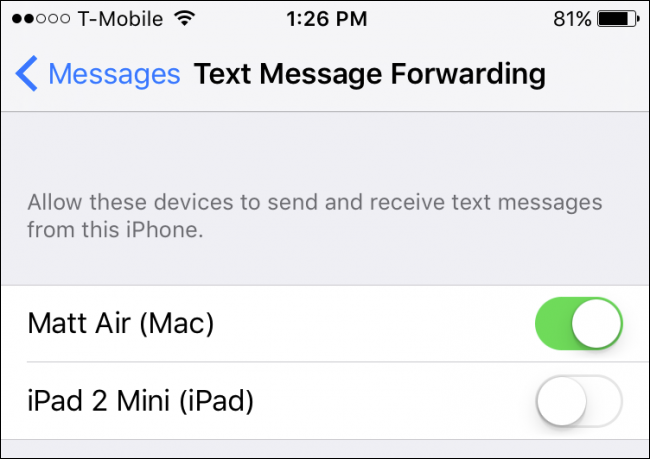 Text Message Forwarding to fix imessage and icloud accounts are different