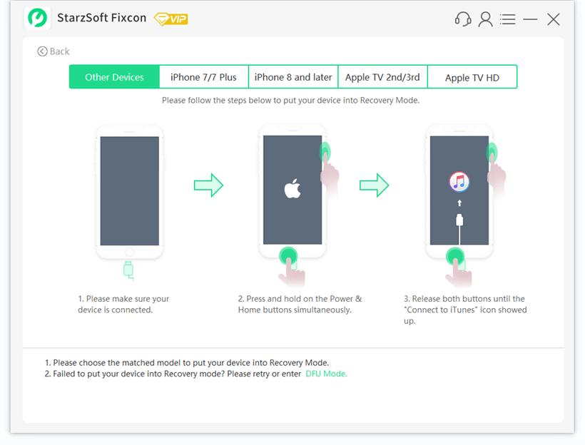 fixcon recovery mode instruction