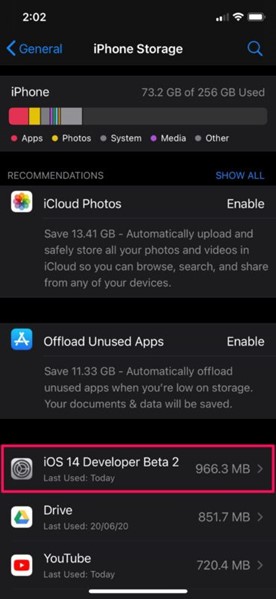 iphone storage ios14