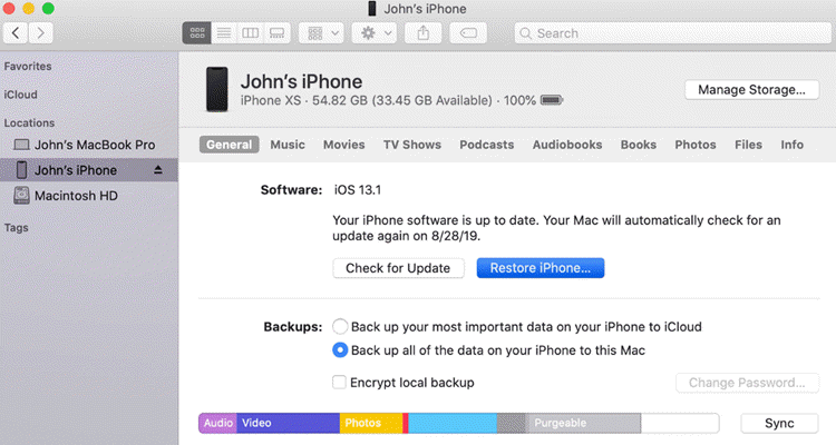 itunes iphone check for update