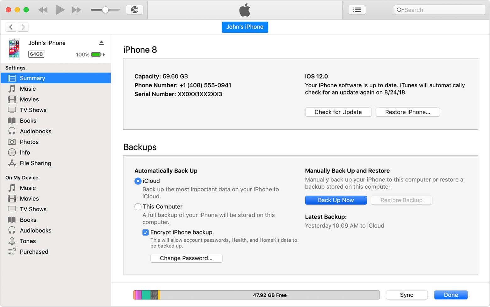 restore iphone via itunes