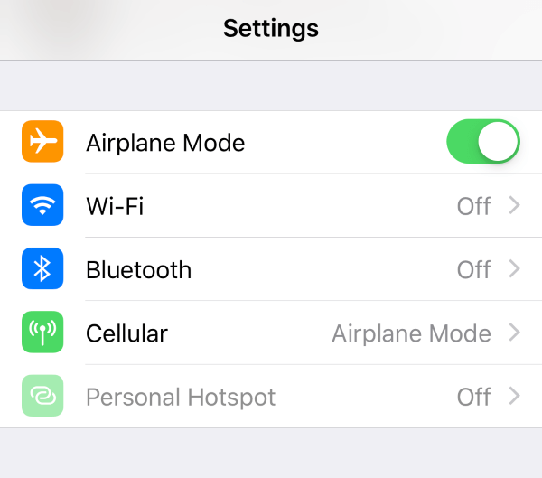 Turn On and Turn Off the Airplane Mode