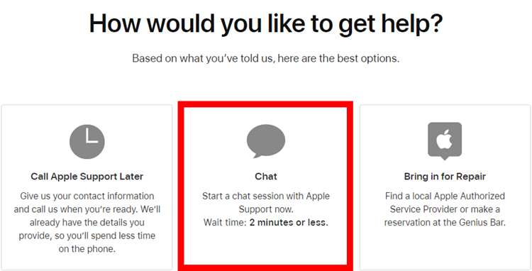 apple support chat