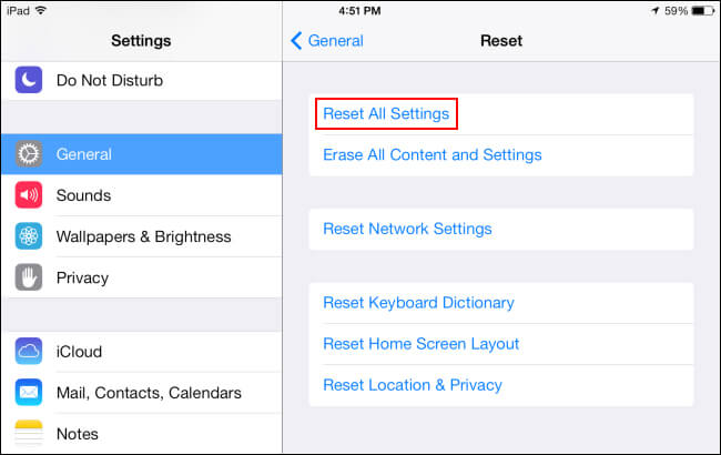 Reset all settings on iPhone