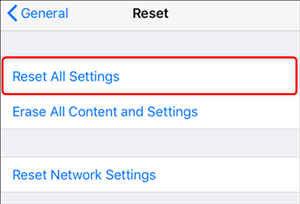 reset all settings