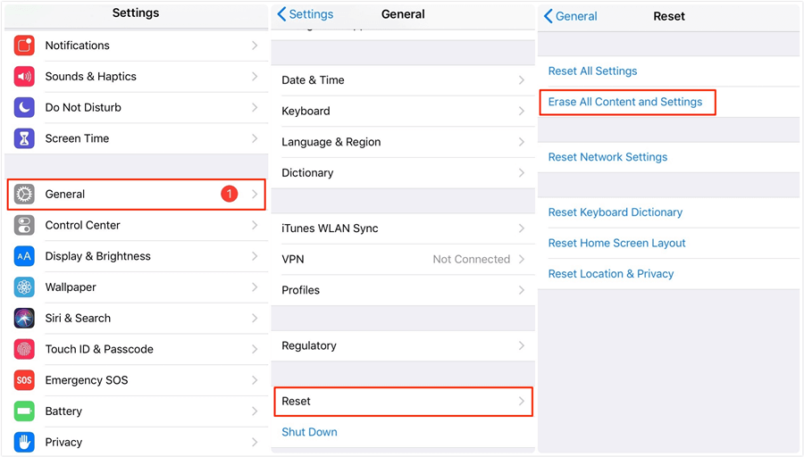 erase all content and settings ipad