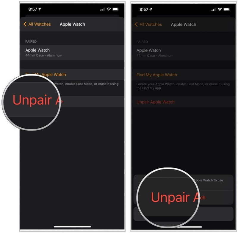 unpair watch
