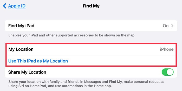 use this ipad as my location