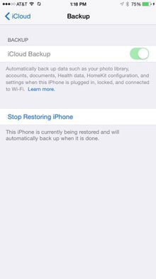 how to stop restore from icloud