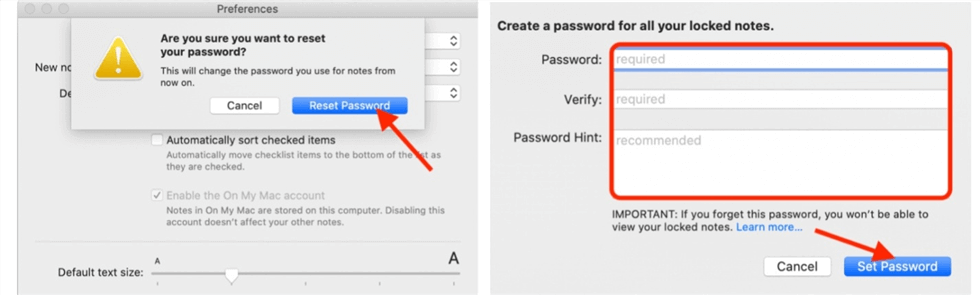 reset notes password mac