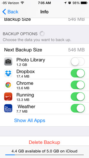 ipad storage full when it's not