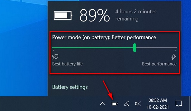 power mode on battery