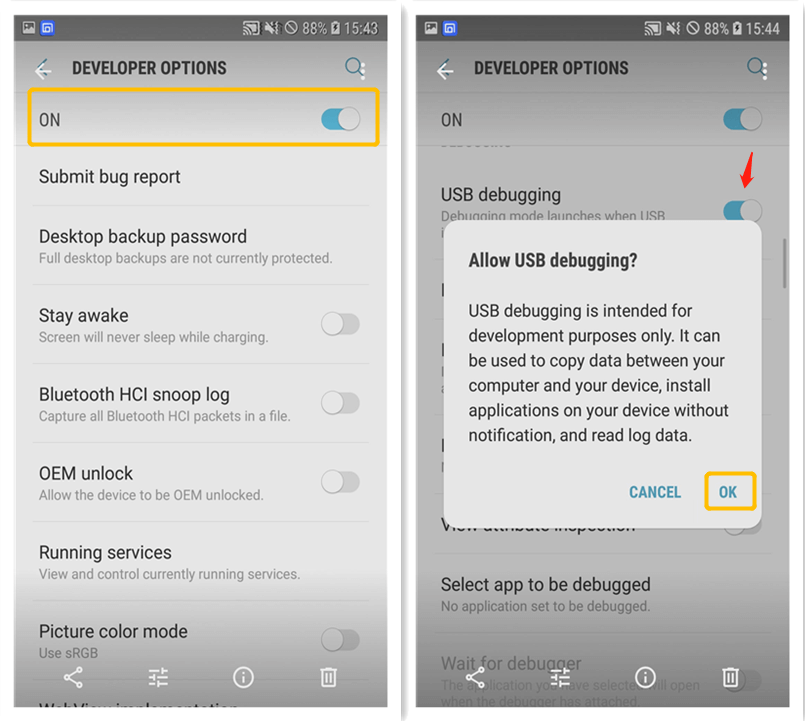 allow usb debugging samsung phone