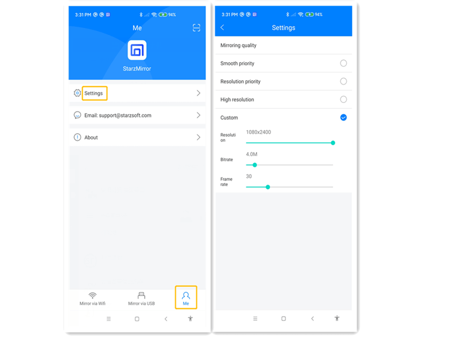 customize screen parameter