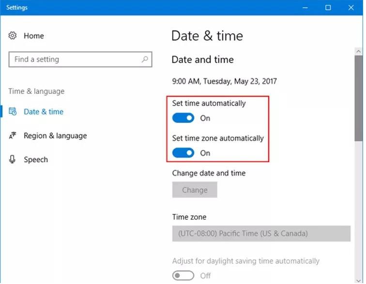 set-time-and-time-zone-automatically-on-windows