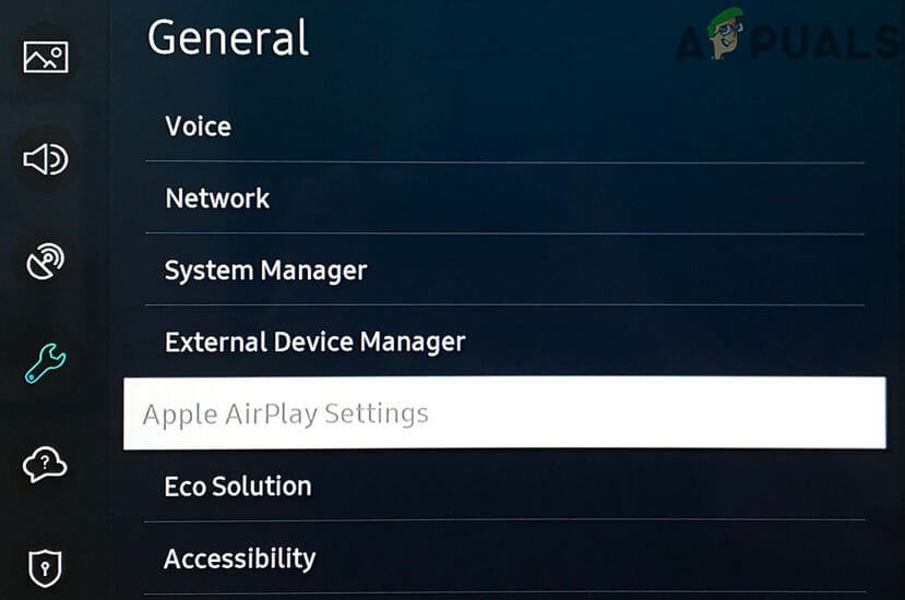 open airplay settings on samsung tv