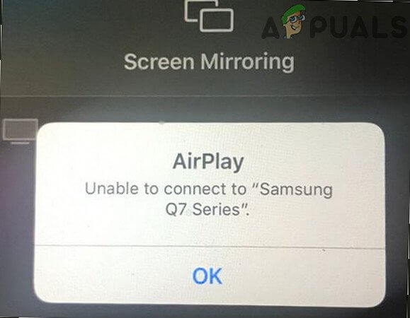 airplay unable to connect to samsung tv