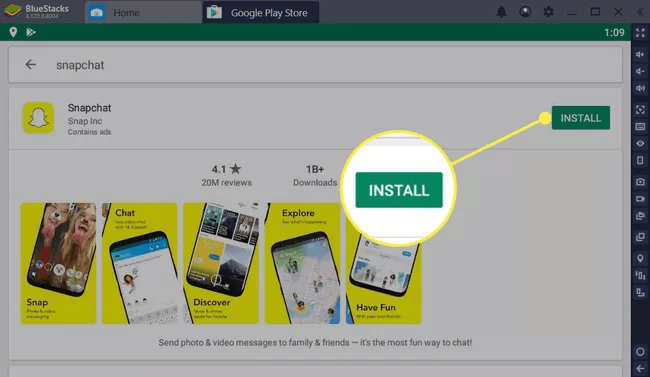 download and install snapchat on bluestacks