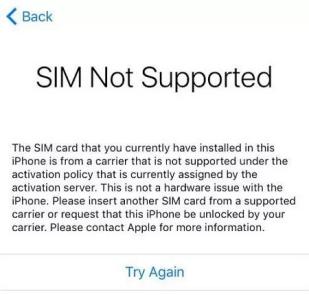 sim not supported iphone