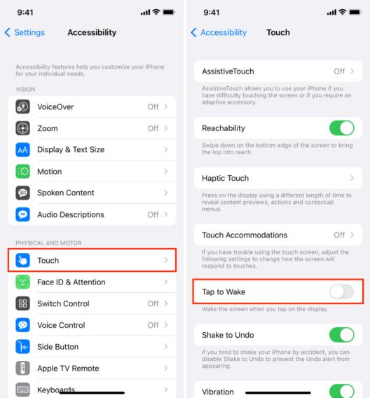 tap to wake iphone not working
