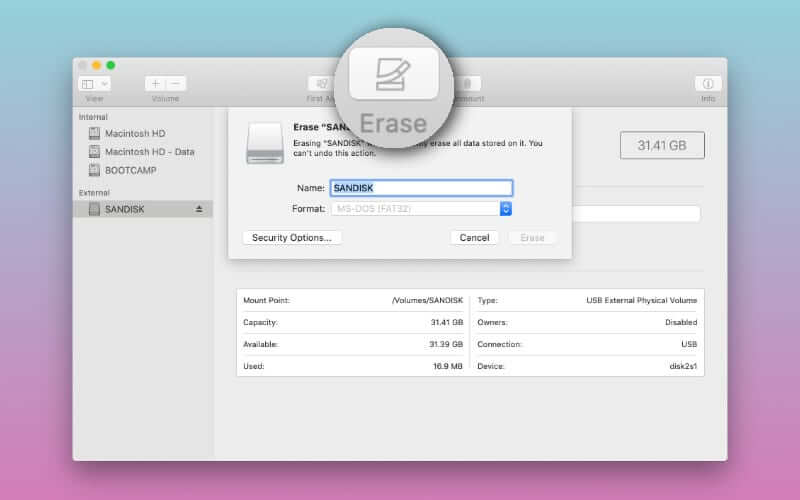 erase the mac disk