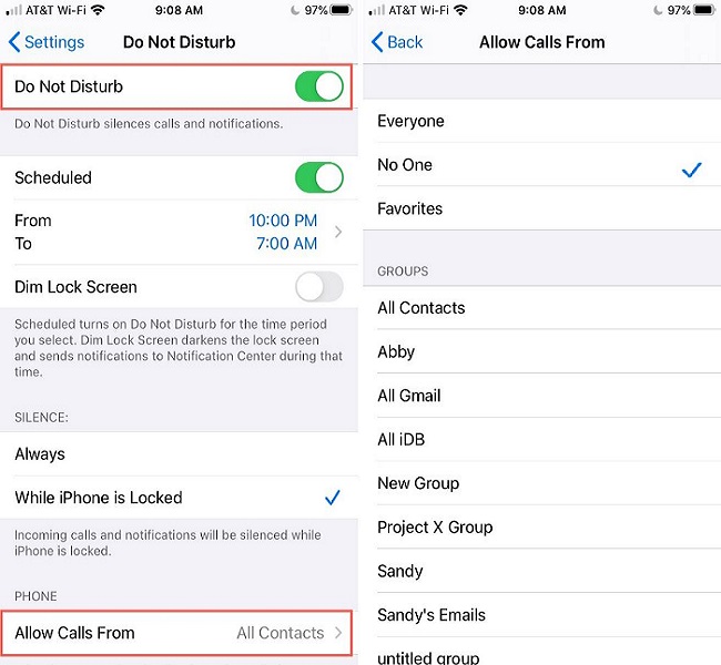do not disturb is not working on iphone