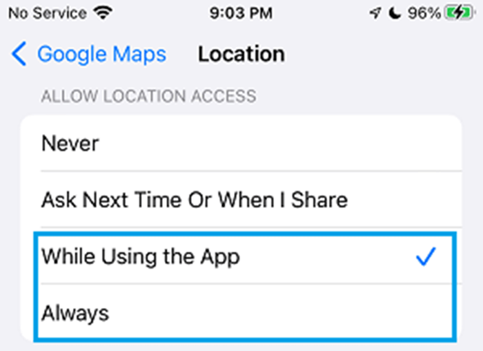 allow google maps to access location