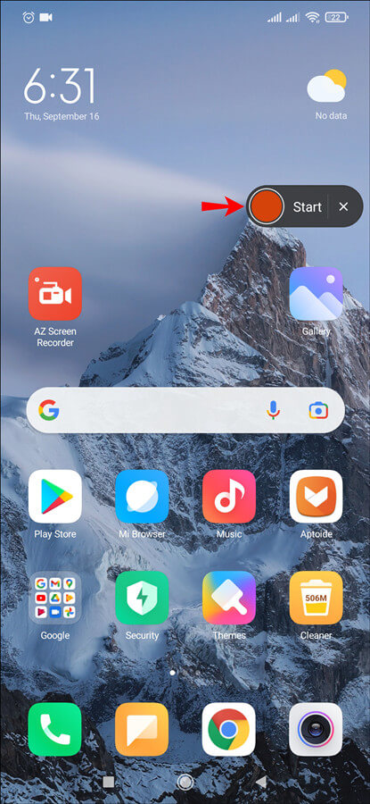 start use az screen recorder