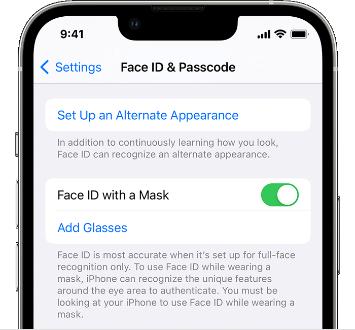 enable face id with mask