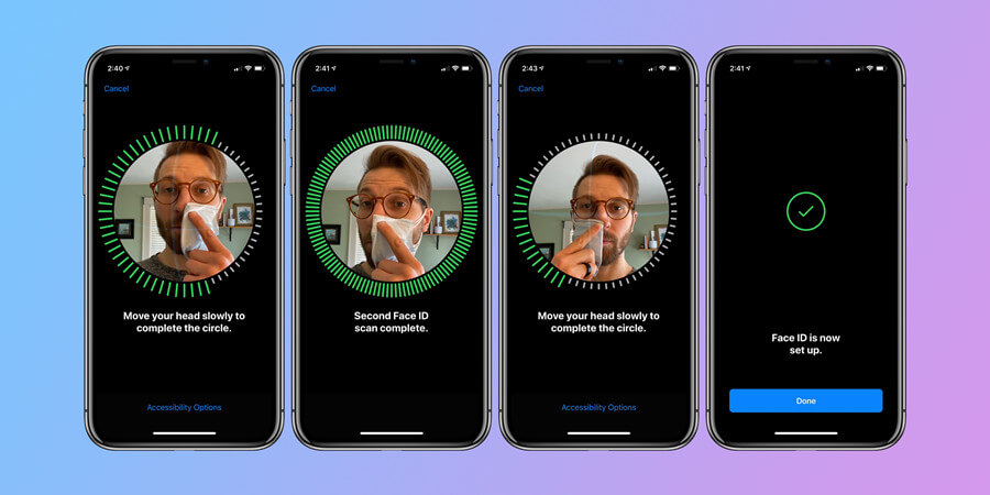 try different angles to unlock iphone using face id with mask