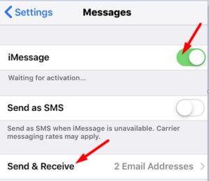 open send and receive again to fix icloud and imessage accounts are different