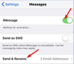 send and receive iMessages to fix icloud and imessage accounts are different