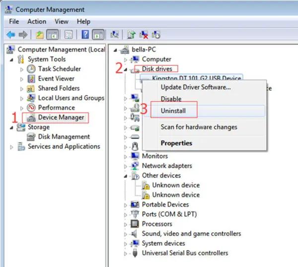 problem ejecting usb mass storage device