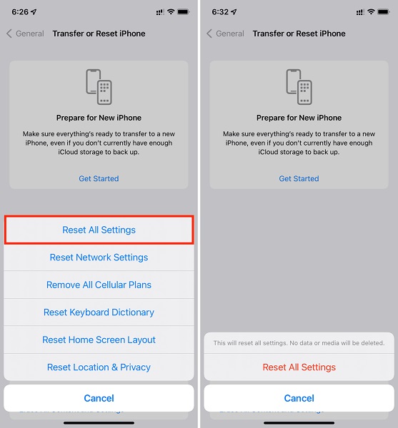 Reset all settings to fix the problem of iPhone restarting when entering passcode