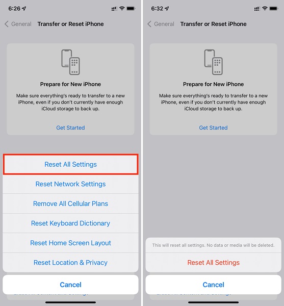 fix iphone 13 taking forever to charge via resetting all settings on iPhone