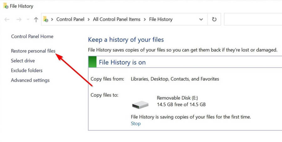 restore personal file