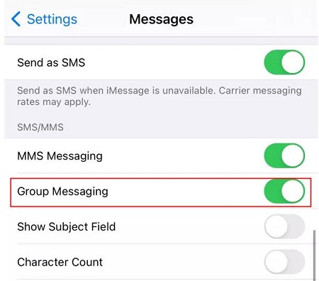 iphone not receiving group texts