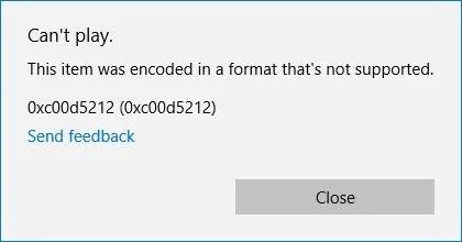 missing codec 0xc00d5212