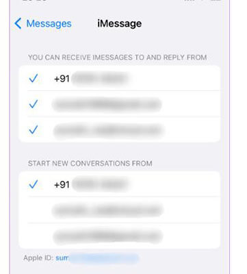 send and receive iMessages details to fix icloud and imessage accounts are different