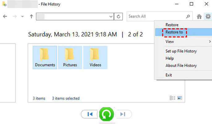 how to recover a deleted folder using File History