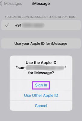 Sign in Apple Id to fix icloud and imessage accounts are different
